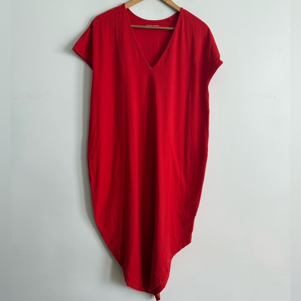 Universal Standard Pima Cotton Women's Red V-Neck Dress